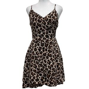 NEW Charlie Paige Animal Print Mini Sleeveless Wrap Dress